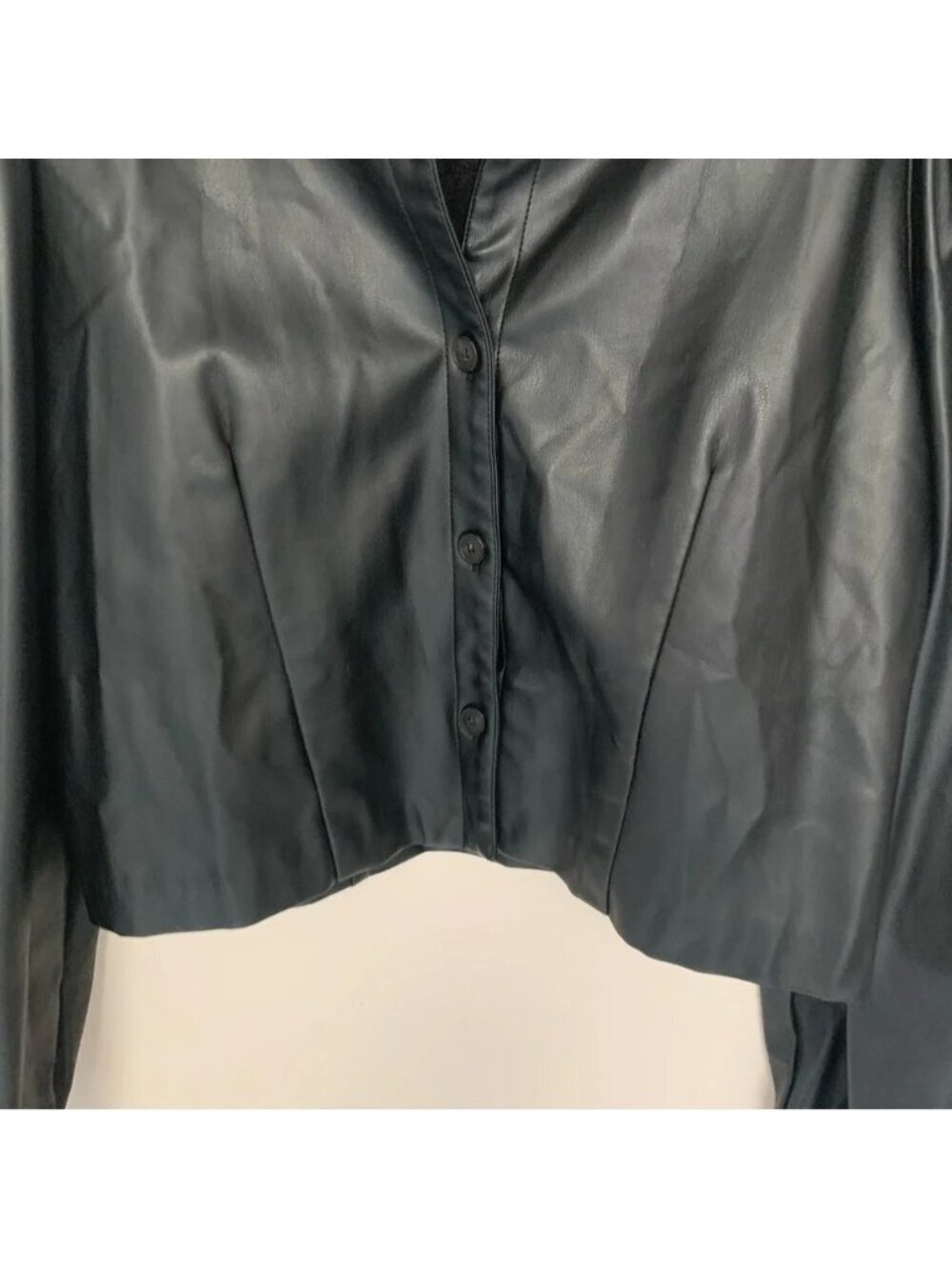 Zara Black Faux Leather Cropped Jacket  XXL - Picture 14 of 14